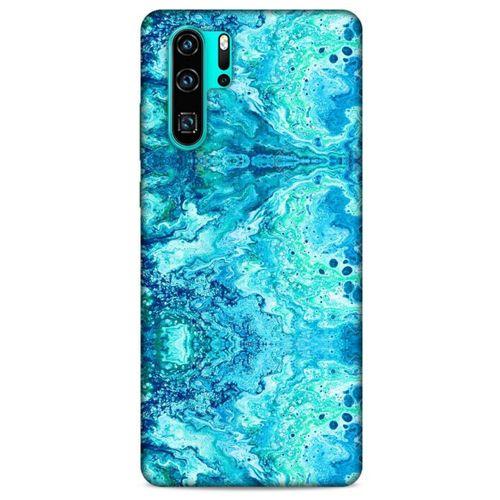 Mermer Desenli (36) Tema Glitter Kılıf Deniz Mavisi Huawei P30 Pro Kılıf