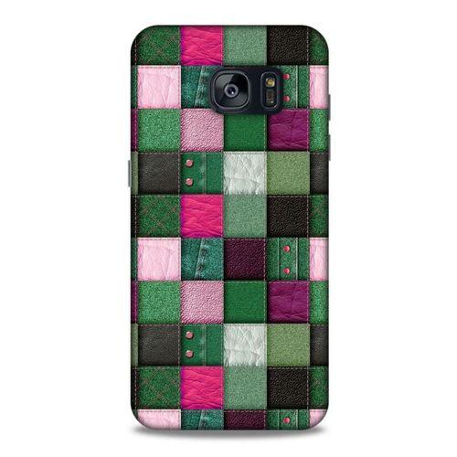 Samsung Galaxy S7 Edge Kılıf Patchwork (34) Slim Armor Kılıf Yeşil Fuşya