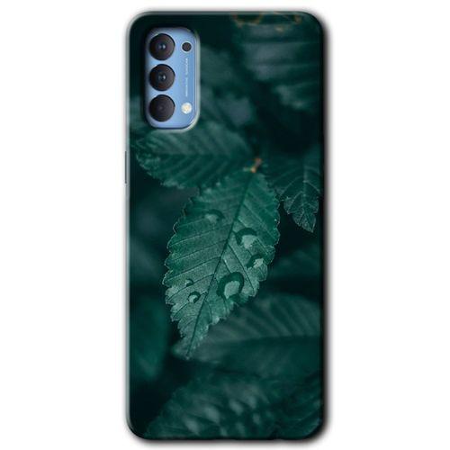 Oppo Reno 4 Kılıf HD Desen Baskılı Arka Kapak + Temperli Cam - Yağmurlu Yaprak