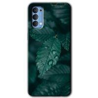Oppo Reno 4 Kılıf HD Desen Baskılı Arka Kapak + Temperli Cam - Yağmurlu Yaprak