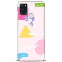 Samsung Galaxy A21S Kılıf HD Baskılı Kılıf - Üçgen Kare + Tam Ekran Koruyucu
