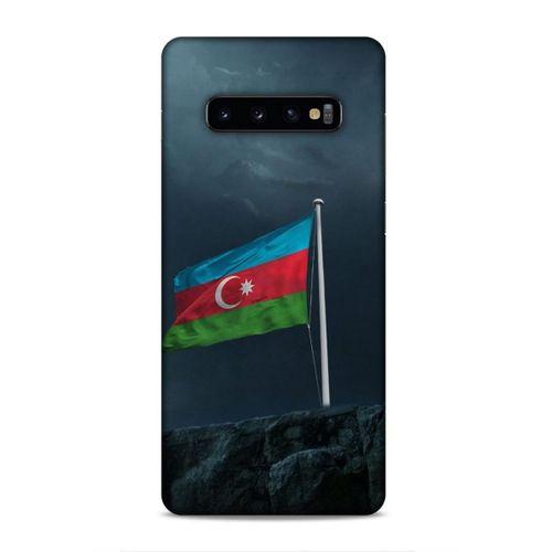 Samsung Galaxy S10 Plus Uyumlu Kılıf Azarbaijan (27) Tasarımlı Kılıf Mavi Beyaz