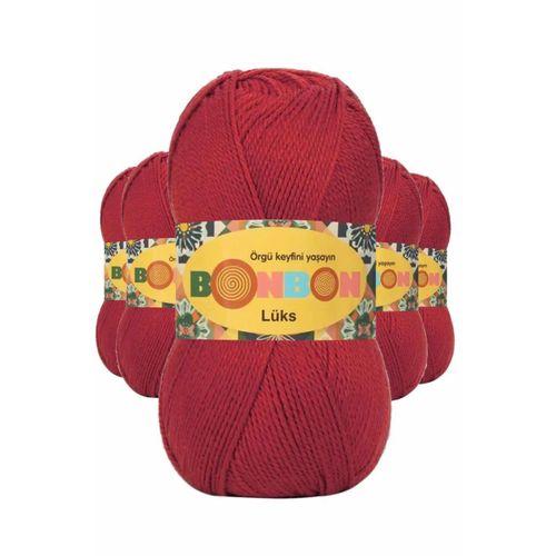 5 Adet Lüks Patik İpi Yünü Koyu Kırmızı 98676