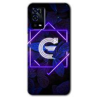 OPPO Oppo A55 Kılıf HD Desen Baskılı Arka Kapak - Dark Neon Yaprak G Harfi