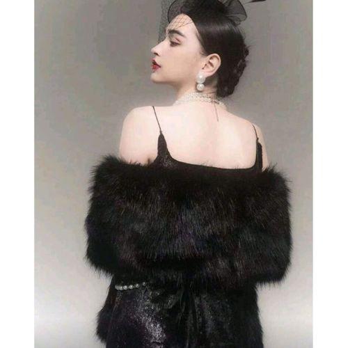 Kürk Orijinal Siyah Seksi Omuzluk Şık Kürk