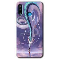 MRCİLETİSİM Huawei P30 Lite Kılıf Baskılı Kapak - Dragon Snake + 5D Tam Kaplayan Cam