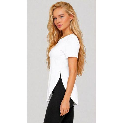 Kadın Yırtmaç Detaylı Viskon Kumaş Bluz