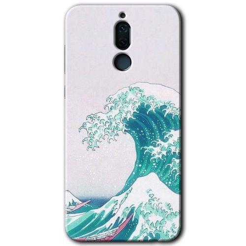 MRCİLETİSİM Huawei Mate 10 Lite Kılıf HD Desen Baskılı Arka Kapak + Temperli Cam - Dalga