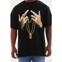 Unisex Baskılı Oversize T-Shirt - Siyah