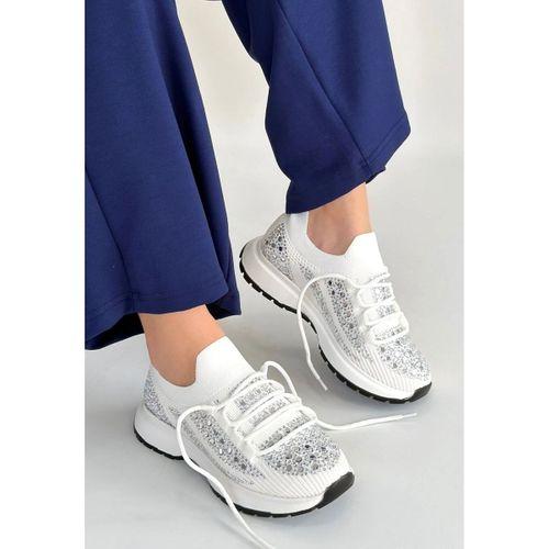 Ceas Beyaz Triko Bağcıklı Spor Ayakkabı