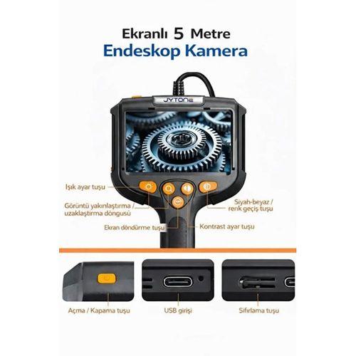 Monitörlü Tek Kameralı 5 Mt Sert Kablo Yılan Endoskop Kamera 5,5 Mm 4.3 Inc Ekran Ip67 Su Geçirmez