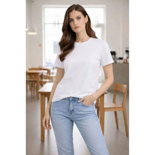 Bisiklet Yaka Tişört Regular Kalıp Basic Pamuklu Günlük Kullanım T-shirt - Beyaz