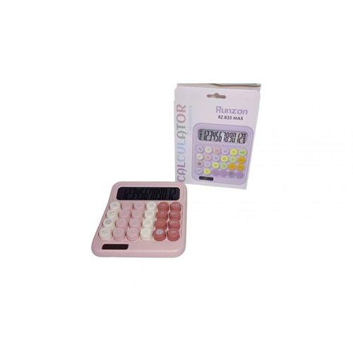 RUNZON PEMBE 12 HANE RENKLİ YUVARLAK TUŞ TAKIMI HESAP MAKİNESİ