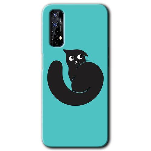 MRCİLETİSİM Realme 7 Kılıf HD Desen Baskılı Arka Kapak + Temperli Cam - Cat Vector