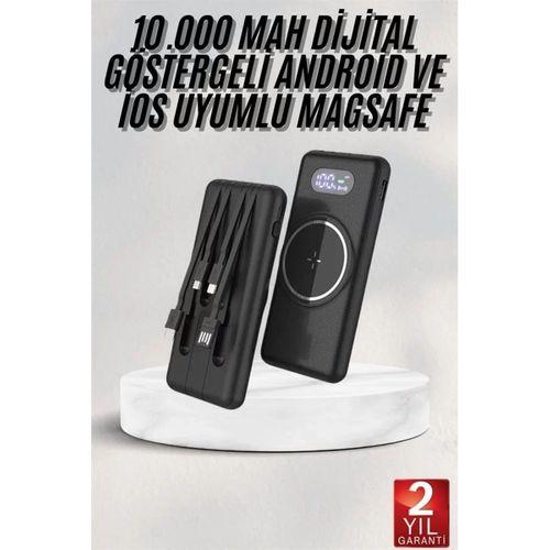 Wireless Powerbank 10000 Mah Led Ekranlı Dahili Kablolu Hızlı Şarj