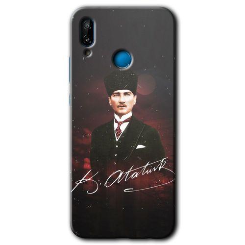 Huawei P20 Lite Kılıf Baskılı Kapak - Kemal Atatürk + 5D Tam Kaplayan Cam