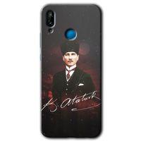 Huawei P20 Lite Kılıf Baskılı Kapak - Kemal Atatürk + 5D Tam Kaplayan Cam