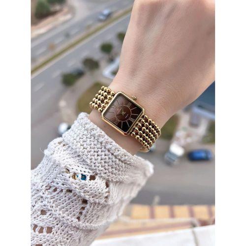 Essence Vintage Seri Küçük Köşeli Kasa Çelik Kararma Renk Atma Yapmaz Kadın Kol Saat+Bileklik 6959.1