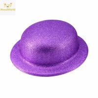 Mor Simli Melon Şapka | İnce Plastik Glitter Yetişkin Parti Şapkası