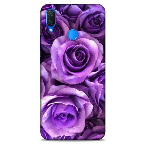 Huawei Psmart 2019 Uyumlu Kılıf Mor Delisi (40) Fit Silikon Kılıf Büyük Güller