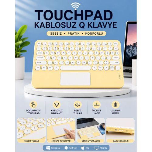 Touchpad Tüm Cihazlara Uyumlu Bluetooth Klavye Touchpad Slim Kablosuz Wifi Q Klavye