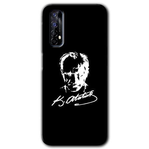 Realme 7 Kılıf HD Desen Baskılı Arka Kapak - Atatürk Silüet İmza