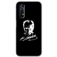 Realme 7 Kılıf HD Desen Baskılı Arka Kapak - Atatürk Silüet İmza