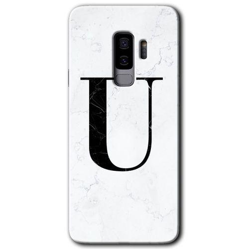 Samsung Galaxy S9 Plus Kılıf HD Desen Baskılı Arka Kapak - Beyaz Mermer Desenli U Harfi