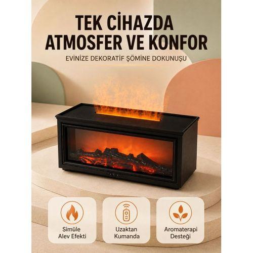 Alev Efektli Hava Nemlendirici Aromaterapi Difüzörü Uzaktan Kumandalı 250 Ml
