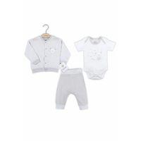 Çizgili Bear Hırkalı % 100 Pamuk Erkek Bebek Takım