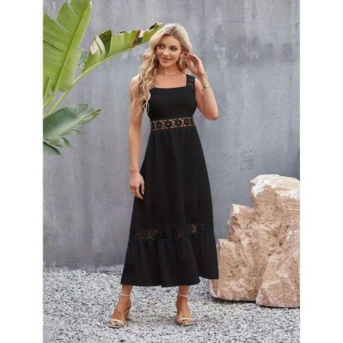 Kadın Askılı Dantel Detaylı Kiloş Janjan Krep Elbise