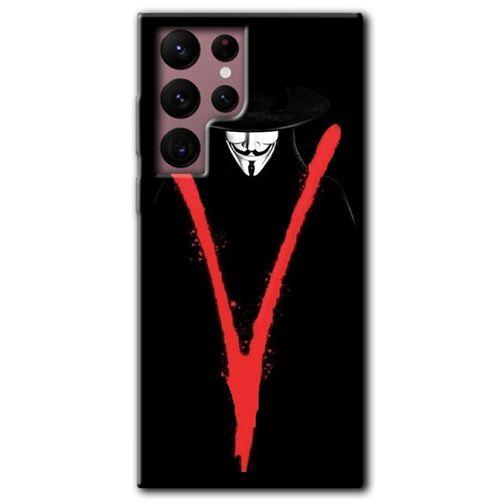 Potkal Hediye Fabrikası Samsung Galaxy S22 Ultra HD Baskılı Kılıf + 9D Tam Ekran Koruyucu - V for