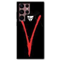 Potkal Hediye Fabrikası Samsung Galaxy S22 Ultra HD Baskılı Kılıf + 9D Tam Ekran Koruyucu - V for