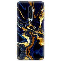 Oppo Reno2 Z 2019 Kılıf Lacivert Kahve Mermer Arka Kapak Koruma Desenli Full Koruyucu