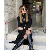 Kadın Uzun Kollu önden Fermuarlı Maxi Viskon Iki Iplik Elbise