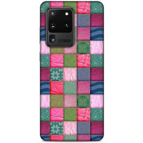 Samsung Galaxy S20 Ultra Kılıf Patchwork (35) Fit Design Kılıf Toz Pembe Lacivert