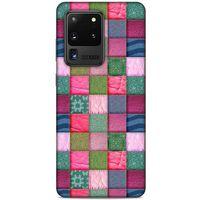Samsung Galaxy S20 Ultra Kılıf Patchwork (35) Fit Design Kılıf Toz Pembe Lacivert