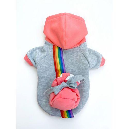 Rainbow Köpek Sweatshirt | Kapüşonlu Gökkuşağı Detaylı Köpek Kıyafeti | Köpek Hoodie