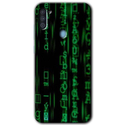 MRCİLETİSİM Samsung Galaxy M11 Kılıf Baskılı Kapak - Matrix +Tam Ekran Koruyucu