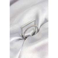 Gümüş Renk Sedefli Zirkon Taşlı 2'li Kadın Yüzük