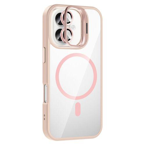 Apple iPhone 16 Kılıf Standlı ve Kamera Lens Hediyeli M-Safe Şarj Özellikli Zore Etro Kapak