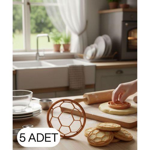 5Li Top Desenli Yuvarlak Kurabiye Kalıbı Hamur Kesici Şeker ve Oyun Hamuru İçin 6.5 cm