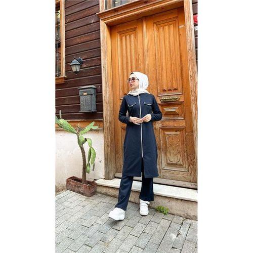 Fermuarlı Uzun Tunik Pantolon Spor İkili Takım - 03058.015 - Lacivert