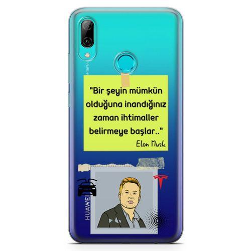 Huawei Y7 2019 Kılıf Caps-Elon Musk Arka Kapak Koruma Desenli Full Koruyucu