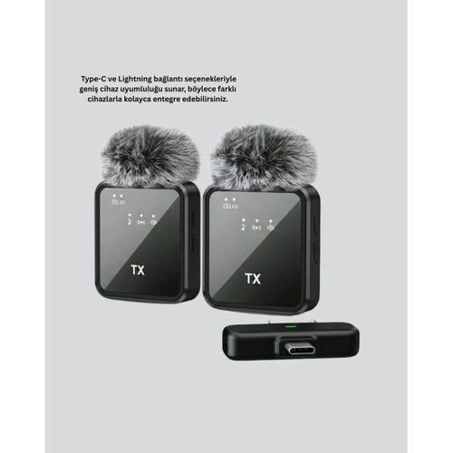 Profesyonel Ses Kayıtları İçin 2’li Kablosuz Yaka Mikrofon Seti