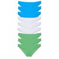 9 adet Süper Eko Set Likralı Kadın Slip Külot Yeşil Beyaz Mavi