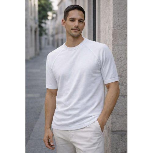 Beckett Reglan Kol İnce Triko Kısa Kollu Erkek T-Shirt - Ekru