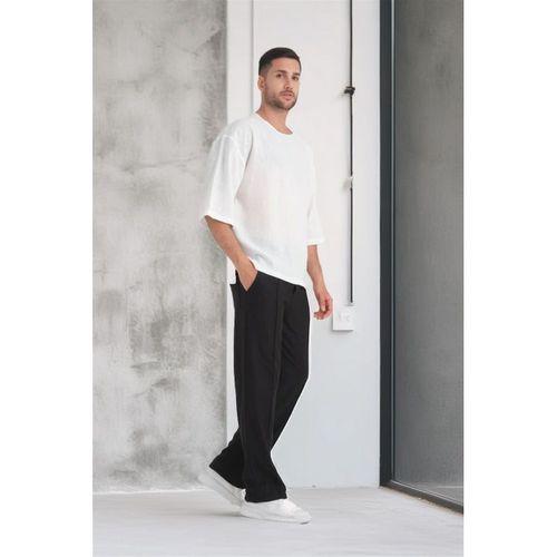 Bisiklet Yaka Fakir Kol Oversize Kısa Kol T-shirt - Beyaz