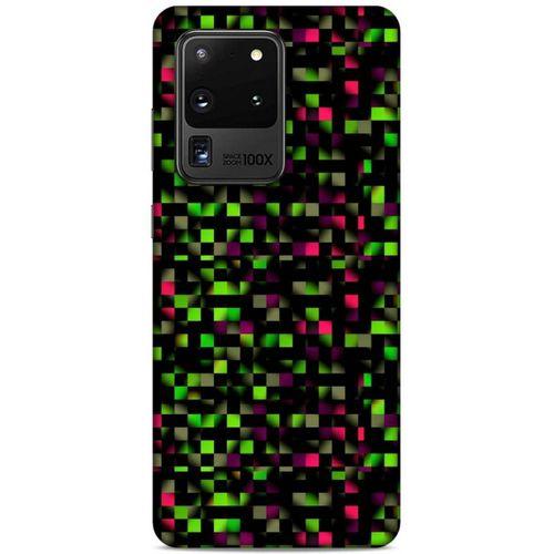 Lopard Samsung Galaxy S20 Ultra Uyumlu Kılıf PiXel (25) Antişok Kapak Yeşil Pembe