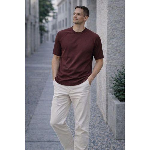 Beckett Reglan Kol İnce Triko Kısa Kollu Erkek T-Shirt - Kahve